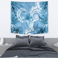 Polynesian Hibiscus Flower Tribal Tapestry Blue Color LT9 - Polynesian Pride