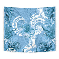Polynesian Hibiscus Flower Tribal Tapestry Blue Color LT9 - Polynesian Pride