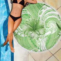 Polynesian Hibiscus Flower Tribal Beach Blanket Lime Green Color LT9 - Polynesian Pride