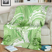 Polynesian Hibiscus Flower Tribal Blanket Lime Green Color LT9 - Polynesian Pride
