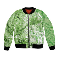 Polynesian Hibiscus Flower Tribal Bomber Jacket Lime Green Color LT9 Unisex Lime Green - Polynesian Pride