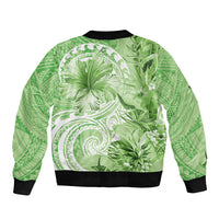 Polynesian Hibiscus Flower Tribal Bomber Jacket Lime Green Color LT9 - Polynesian Pride
