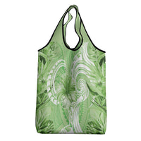 Polynesian Hibiscus Flower Tribal Grocery Bag Lime Green Color LT9 - Polynesian Pride