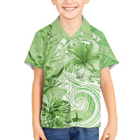 Polynesian Hibiscus Flower Tribal Hawaiian Shirt Lime Green Color LT9 - Polynesian Pride