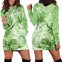 Polynesian Hibiscus Flower Tribal Hoodie Dress Lime Green Color LT9 - Polynesian Pride