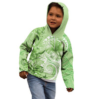 Polynesian Hibiscus Flower Tribal Kid Hoodie Lime Green Color