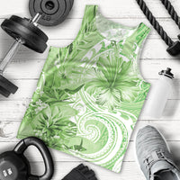 Polynesian Hibiscus Flower Tribal Men Tank Top Lime Green Color LT9 - Polynesian Pride