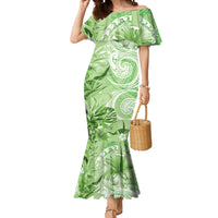 Polynesian Hibiscus Flower Tribal Mermaid Dress Lime Green Color LT9 Women Lime Green - Polynesian Pride