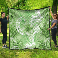 Polynesian Hibiscus Flower Tribal Quilt Lime Green Color