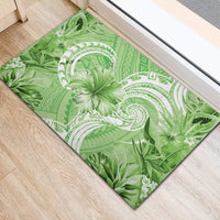 Polynesian Hibiscus Flower Tribal Rubber Doormat Lime Green Color LT9 - Polynesian Pride