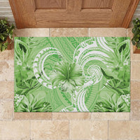 Polynesian Hibiscus Flower Tribal Rubber Doormat Lime Green Color LT9 - Polynesian Pride