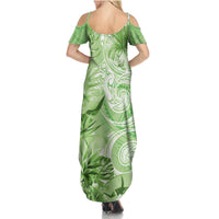 Polynesian Hibiscus Flower Tribal Summer Maxi Dress Lime Green Color LT9 - Polynesian Pride