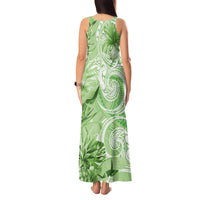 Polynesian Hibiscus Flower Tribal Tank Maxi Dress Lime Green Color LT9 - Polynesian Pride