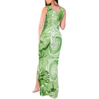 Polynesian Hibiscus Flower Tribal Tank Maxi Dress Lime Green Color LT9 - Polynesian Pride