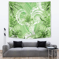 Polynesian Hibiscus Flower Tribal Tapestry Lime Green Color LT9 Lime Green - Polynesian Pride