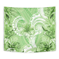 Polynesian Hibiscus Flower Tribal Tapestry Lime Green Color LT9 - Polynesian Pride