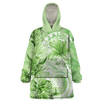 Polynesian Hibiscus Flower Tribal Wearable Blanket Hoodie Lime Green Color LT9 One Size Lime Green - Polynesian Pride