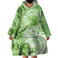 Polynesian Hibiscus Flower Tribal Wearable Blanket Hoodie Lime Green Color LT9 - Polynesian Pride