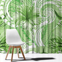 Polynesian Hibiscus Flower Tribal Window Curtain Lime Green Color LT9 - Polynesian Pride
