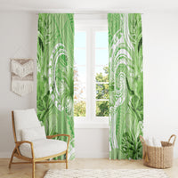 Polynesian Hibiscus Flower Tribal Window Curtain Lime Green Color LT9 - Polynesian Pride
