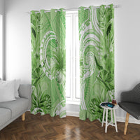Polynesian Hibiscus Flower Tribal Window Curtain Lime Green Color LT9 With Grommets Lime Green - Polynesian Pride