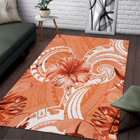 Polynesian Hibiscus Flower Tribal Area Rug Peach Color