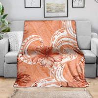 Polynesian Hibiscus Flower Tribal Blanket Peach Color LT9 - Polynesian Pride