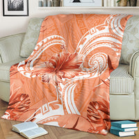 Polynesian Hibiscus Flower Tribal Blanket Peach Color LT9 - Polynesian Pride
