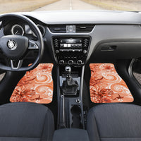 Polynesian Hibiscus Flower Tribal Car Mats Peach Color LT9 Set 2pcs - Front Peach - Polynesian Pride