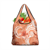 Polynesian Hibiscus Flower Tribal Grocery Bag Peach Color LT9 1-pack One Size Peach - Polynesian Pride