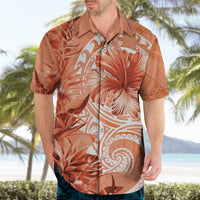 Polynesian Hibiscus Flower Tribal Hawaiian Shirt Peach Color LT9 - Polynesian Pride