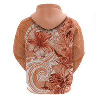 Polynesian Hibiscus Flower Tribal Hoodie Peach Color LT9 - Polynesian Pride