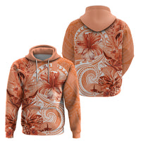 Polynesian Hibiscus Flower Tribal Hoodie Peach Color LT9 - Polynesian Pride