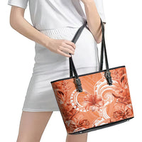 Polynesian Hibiscus Flower Tribal Leather Tote Bag Peach Color LT9 - Polynesian Pride