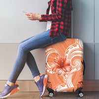 Polynesian Hibiscus Flower Tribal Luggage Cover Peach Color