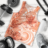 Polynesian Hibiscus Flower Tribal Men Tank Top Peach Color LT9 - Polynesian Pride