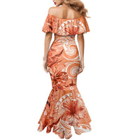 Polynesian Hibiscus Flower Tribal Mermaid Dress Peach Color LT9 - Polynesian Pride