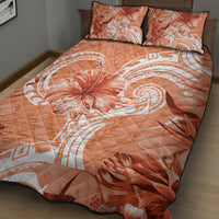 Polynesian Hibiscus Flower Tribal Quilt Bed Set Peach Color LT9 - Polynesian Pride
