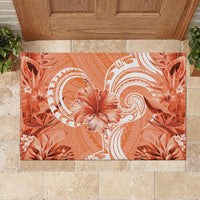 Polynesian Hibiscus Flower Tribal Rubber Doormat Peach Color LT9 - Polynesian Pride