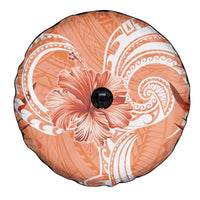 Polynesian Hibiscus Flower Tribal Spare Tire Cover Peach Color LT9 - Polynesian Pride