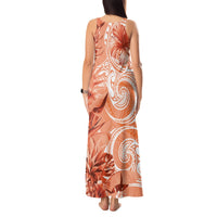 Polynesian Hibiscus Flower Tribal Tank Maxi Dress Peach Color LT9 - Polynesian Pride