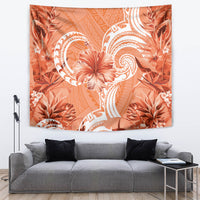 Polynesian Hibiscus Flower Tribal Tapestry Peach Color LT9 Peach - Polynesian Pride