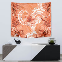 Polynesian Hibiscus Flower Tribal Tapestry Peach Color LT9 - Polynesian Pride