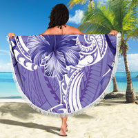 Polynesian Hibiscus Flower Tribal Beach Blanket Violet Color LT9 - Polynesian Pride