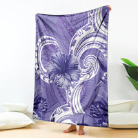 Polynesian Hibiscus Flower Tribal Blanket Violet Color LT9 - Polynesian Pride
