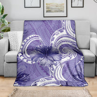 Polynesian Hibiscus Flower Tribal Blanket Violet Color LT9 - Polynesian Pride