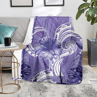 Polynesian Hibiscus Flower Tribal Blanket Violet Color LT9 - Polynesian Pride