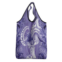 Polynesian Hibiscus Flower Tribal Grocery Bag Violet Color LT9 - Polynesian Pride