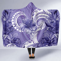Polynesian Hibiscus Flower Tribal Hooded Blanket Violet Color LT9 - Polynesian Pride