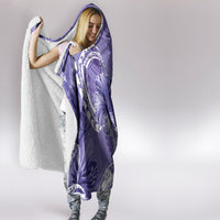 Polynesian Hibiscus Flower Tribal Hooded Blanket Violet Color LT9 - Polynesian Pride